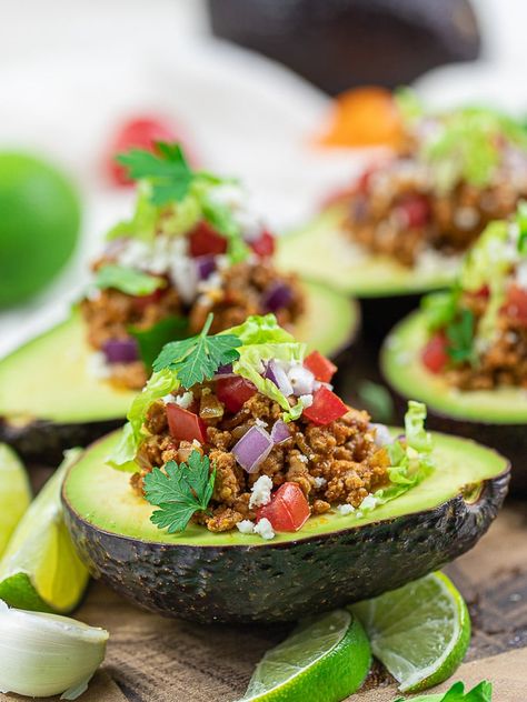 Keto Taco Avocado Boats Leftover Taco Meat Recipes, Avocado Boats, Leftover Taco Meat, Stuffed Avocado, Avocado Taco, Avocado Recipe, Taco Meat Recipes, Keto Taco, Low Carb Meals Easy