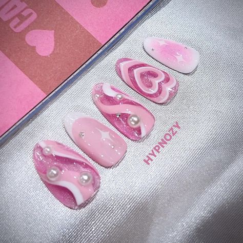 Barbie Nails Design Ideas, Kirby Nails, Barbie Nail Art, Sports Nails, Concert Nails, Cute Pink Nails, 3d Flower Nails, Hello Nails, Spring Acrylic Nails