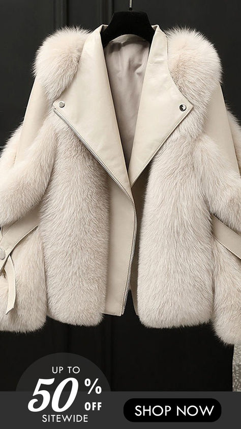 10% off first order Free shipping on orders over $100 Fox Collar, Fox Fur Jacket, Faux Fur Coats, Casual Outwear, Fur Coats, Girl Coat, Up Girl, Winter Fashion Outfits, Faux Fur Coat