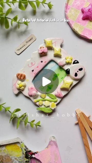 Diy Clay Photo Frame, Clay Photo Frame Diy, Cute Clay Diy, Clay Photo Frame, Clay Diy Ideas, Clay Gift Ideas, Photo Frame Diy, Diy Photo Frame, Frame Tutorial