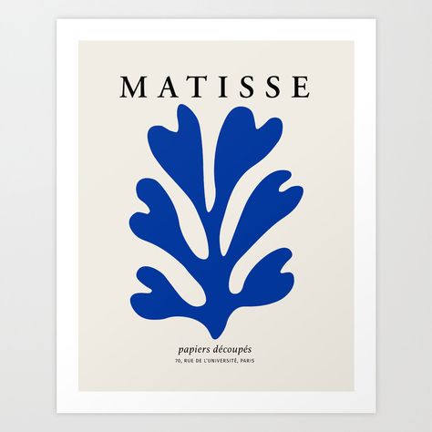 Matisse Abstract Palm Leaf Art Print by studio33artworks Blue Poster Prints, Matisse Leaves, Matisse Abstract, Palm Leaf Art, Linear Art, Matisse Inspired, Palm Leaves Print, Blue Poster, Print Ad