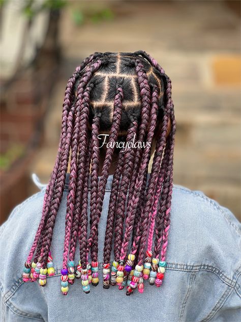 Black Jumbo Braids, Maya Hairstyles, Pink Braids, December Hair, Big Braids, Jumbo Box Braids, Jumbo Braids, Braids With Extensions, Black Kids Hairstyles