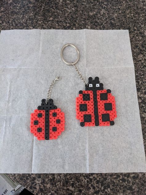 Ladybugs Perler bead art Keychains by roxy7388 Art Keychain, Melty Beads, Create Diy, Perler Beads Designs, Perler Bead Art, Beaded Keychains, Perler Bead Patterns, Perler Bead, Hama Beads