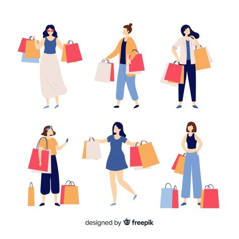 People carrying shopping bags collection Free Vector People Shopping Illustration, Shopping Graphic, Shopping Illustration, Shopping Vector, Girly Graphics, Motorcycle Illustration, Fashion Vector, Silhouette People, Flat Design Illustration