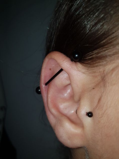 Industrial Piercing Black, Industrial Piercings, Industrial Piercing, Tragus Piercing, Tragus Piercings, Piercing Tattoo, Tragus, Piercings, Nose Ring