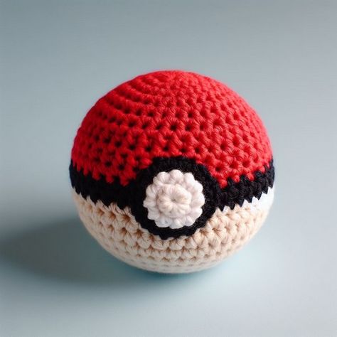 Crochet Poke Ball Free Pattern, Amigurumi Pokeball, Pokeball Amigurumi Free Pattern, Pokémon Ball Crochet, Crochet Pokeball Pattern Free, Poke Ball Crochet Pattern, Crochet Pokemon Ball, Pokeball Crochet Pattern Free, Crochet Pokeball