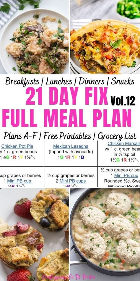 21 Day Fix Meal Plan Vol. 12 {All Meals | All Brackets | Free Printables} - Confessions of a Fit Foodie Ultimate Portion Fix Meal Plan, Portion Fix Meal Plan, Beachbody Meal Plan, 21 Day Fix Menu, 21 Day Fix Diet, Printable Grocery List, 21 Day Fix Meal Plan, Beachbody Recipes, Meatless Dinner