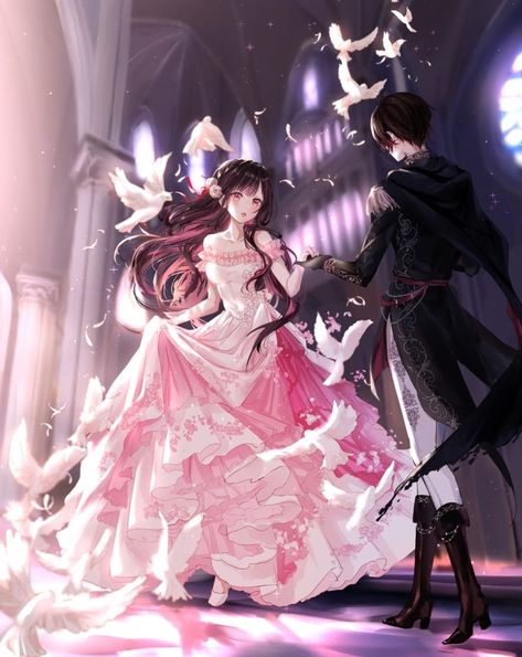 Anime Dancing Couple, European Dresses, Anime Black Hair, Illustrations Art, Romantic Anime Couples, Friend Anime, Anime Dress, Art Street, Anime Love Couple