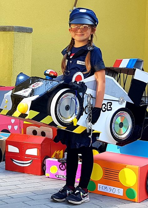 Police cardboard car for kids Car Costume, Cardboard Car, Cops And Robbers, Car For Kids, Police Car, Kid Activities, Box Car, Kids Boxing, Police Cars