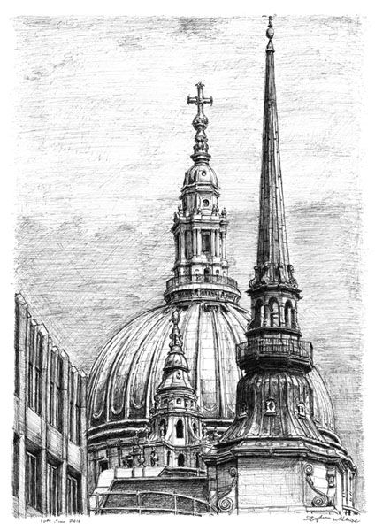 Gcse Architecture, Cathedral Drawing, Stephen Wiltshire, Art Buildings, Cityscape Drawing, Architecture Antique, Contour Lines, St Paul's Cathedral, Architecture Sketchbook