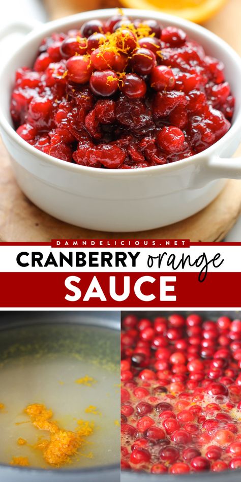 A Thanksgiving dinner recipe using only 3 ingredients! With an amazing combo of flavors, this fresh cranberry orange sauce is a Thanksgiving side dish to impress. Serve this homemade cranberry sauce at your Christmas dinner party, too! Cranberry Sauce With Orange Juice, Cranberry Orange Relish Recipes, Cranberry Recipes Thanksgiving, Cranberry Sauce With Orange, Orange Sauce Recipe, Cranberry Orange Relish, Cranberry Sauce Thanksgiving, Fresh Cranberry Sauce, Cranberry Thanksgiving