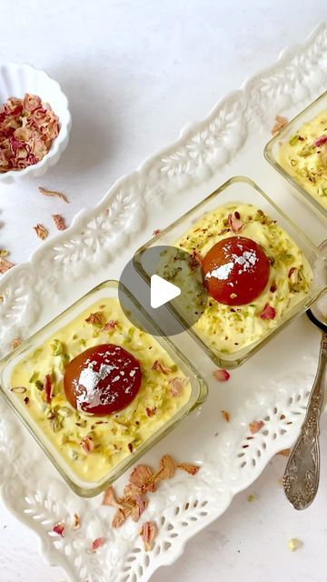 Meeta Arora🍴Wife, Mom & Recipe Developer on Instagram: "Diwali recipe: 7

An easy Indian fusion festive dessert - Gulab Jamun Shrikhand Bowls. These are easy to put together, yet super flavorful. These mini dessert bowls are a party stunner!

Comment “dessert” to get the recipe 

#festivalfood #gulabjamun #fusiondessert #dessert #indianfusion #healthydessert #newyeareveparty #indiansweets #indiandesserts #indianfood #indianrecipes #dahi #yogurtdessert #indianfoodtales #happydiwali #indianfusionfood" Shrikhand Recipe, Yogurt Dessert, Diwali Food, Mini Dessert, Diwali Party, Gulab Jamun, Festive Desserts, Fusion Food, Indian Desserts