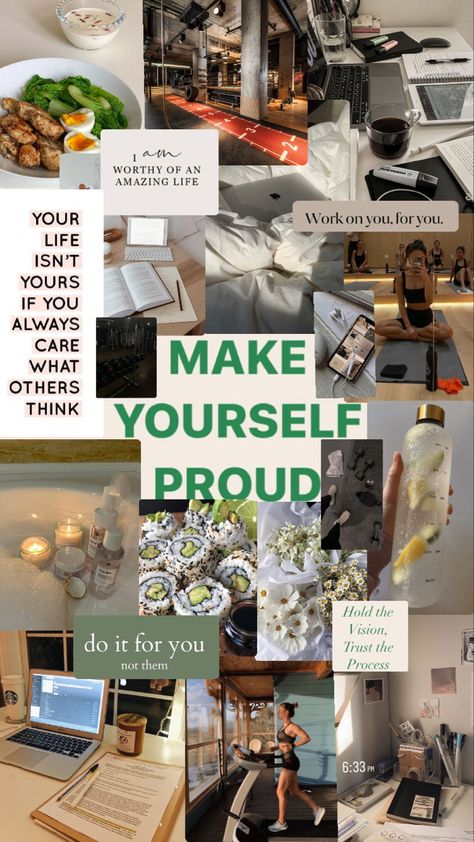 In Your Thirties Aesthetic, Vegan Vision Board, Physical Vision Board Ideas, New Me Wallpaper, Manifestation Board Examples, Make Yourself Proud, Vision Board Collage, Vision Board Examples, Vision Board Wallpaper