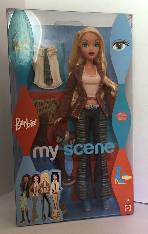 BARBIE MY SCENE CITY STYLE Myscene Nolee, My Scene Cartoon, Scene Girl 2000s, Myscene Dolls, My Scene Dolls, My Scene Barbie, Cute Ripped Jeans, Barbie 2000, Doll Backpack