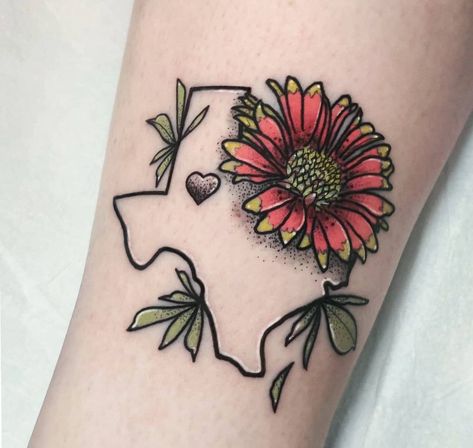 Texas Flower Tattoo Wildflowers, Indian Blanket Tattoo, Texas Sleeve Tattoo Women, Texas Flowers Tattoo, Indian Blanket Flower Tattoo, Blanket Flower Tattoo, Texas Flower Tattoo, Texas Tattoo Ideas For Women, Texas Wildflower Tattoo