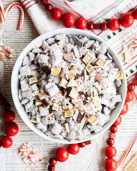 Peppermint Bark Muddy Buddies Peppermint Bark Muddy Buddies, Peppermint Muddy Buddies, Bark Candy, Chex Cereal, Cereal Snacks, Candy Bark, Muddy Buddies, Peppermint Bark, Milk Chocolate Chips