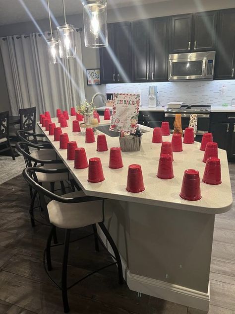 Elf on the shelf Antics & More 2024 | You all are definitely creative | Facebook Red Solo Cup, Red Cup, Solo Cup, Red Cups, Hide And Seek, On The Shelf, Elf On The Shelf, Elf, Shelves