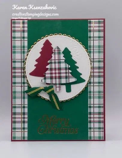 Plaid Cards, Stamped Christmas Cards, 24 October, Homemade Christmas Cards, Stampin Up Christmas Cards, Christmas Card Crafts, Christmas Tree Cards, Tree Cards, Stampin Up Christmas