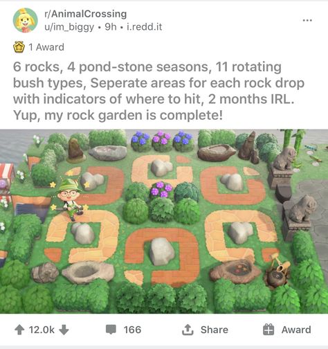 Acnh Rock Garden Design, Acnh Rock Garden, Animal Crossing Rock Garden, Acnh Inspiration, Animal Crossing Memes, Animal Crossing Guide, Acnh Design, Animal Crossing Wild World, Island Theme