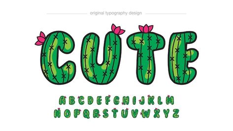 Vector cartoon green cactus style typogr... | Premium Vector #Freepik #vector #cartoon-alphabet #cute-alphabet #funny-text #colorful-font Cactus Font, Cartoon Alphabet, Premium Vector Cartoon, Number Fonts, Cartoon Green, Play On Words, Green Cactus, Vector Cartoon, Funny Text