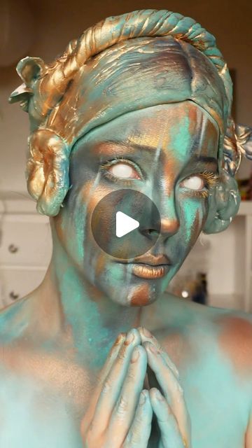 Statue Makeup, Statue Costume, Zombie Witch, Drag Looks, Witch Coven, Bronze Makeup, Mardi Gras Costumes, Beetle Juice, Halloween Inspo