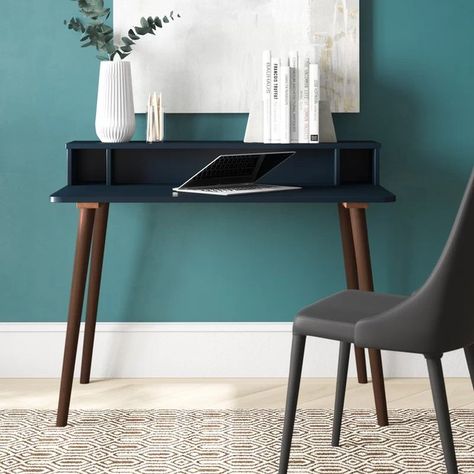 Think you don't have room for a desk? Think again. These are the best desks for small spaces, home offices, and apartment living. Solid Wood Writing Desk, Wood Writing, Small Office Desk, Writing Desk Modern, Compact Desks, Desk With Hutch, Computer Desk With Hutch, Wood Writing Desk, Desks For Small Spaces