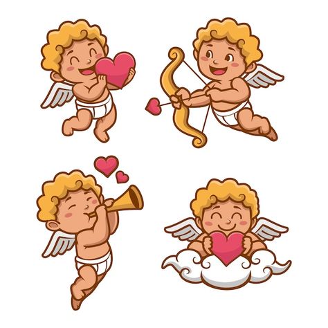 Cupid Character, Cupid Drawing, Valentines Day Love Quotes, San Valentin Vector, Love Background, Gift Logo, Valentine Cupid, Angels Logo, Love Backgrounds