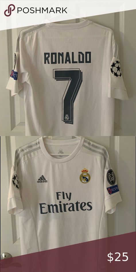 Authentic Ronaldo Jersey In great shape!  Men’s small but perfect for a female to wear out as well  Ronaldo Jersey Shirts Men’s Soccer Jersey Outfit, Ronaldo Outfit, Ronaldo Tshirt, Cr7 Jersey, Cristiano Ronaldo Shirt, Ronaldo T Shirt, Cristiano Ronaldo Jersey, Ronaldo Shirt, Ronaldo Madrid