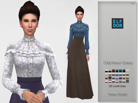 Vestido 1890s Cc Sims 4, Sims 4 1890s, Sims 4 1890 Cc, Old Fashioned Clothes, Sims 4 Decades Challenge, Clothes Cc, Sims 4 Challenges, Sims 4 Cc Skin, Sims4 Clothes