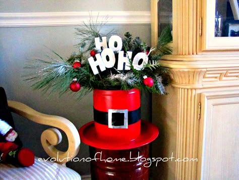 The Evolution of Home: Christmas In A Can Christmas Arrangement Can Christmas Crafts, Christmas Tin Can Crafts Ideas, Tin Can Christmas, Coffee Can Crafts, Xmas Centerpieces, Patient Person, Can Ideas, Tin Can Art, Christmas Crafts For Adults