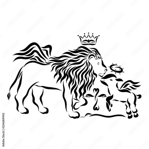 lion lamb ♥ Lion With Crown Of Thorns, Lion With A Crown, Lion With Crown, Lion Lamb, Winged Lion, Egg Vector, Lion And Lamb, The Sacrifice, Crown Of Thorns