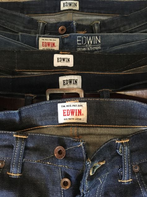 selvedge denim Japanese Background, Dapper Outfit, Edwin Jeans, Japanese Selvedge Denim, Selvedge Denim Jeans, Japanese Denim, Selvedge Denim, Denim Branding, Mens Jeans