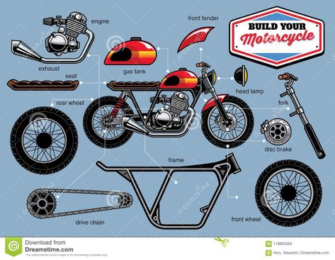 Motorcycle Christmas, Cafe Racer Parts, Motorbike Parts, Motorcycle Mechanic, Cafe Racer Moto, Harley Davidson Artwork, Mini Jeep, Motorcycle Equipment, Bike Illustration