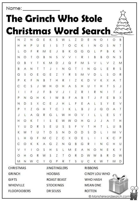 Grinch Word Search Free Printable, How The Grinch Stole Christmas Activities, Christmas Pdf Printables Free, The Grinch Activities, Grinch Word Search, December Word Search, Christmas Word Search Free Printable, Christmas Word Search For Kids, Free Christmas Printables For Kids