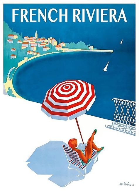 French Riviera Vintage, Vintage Beach Posters, Vintage Travel Party, Vintage Travel Wedding, Nice Cote D Azur, Vintage Travel Themes, Posters Decor, Vintage Postcards Travel, Travel Stamp