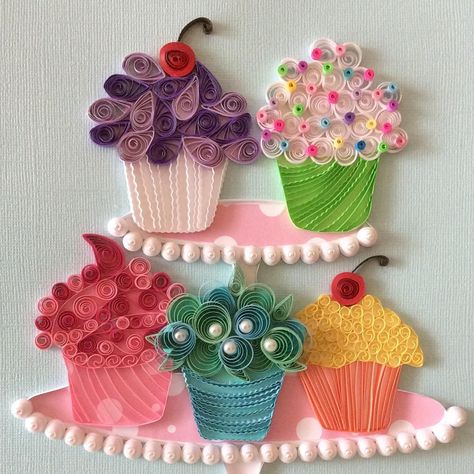 Go ahead...have a cupcake😊Hand crafted artwork for sale. If interested please contact me at quilling_in_harmony@hotmail.com #quillinginharmony #quilling #quillingcreation #handcrafted #paperfiligree #paperart #quilledpaperart #papercraft #paperquilling #art #artwork #artsandcrafts #forsale #artworkforsale #instagram #cupcakes #paperartistcollective Quilling Cake, Neli Quilling, Paper Quilling Tutorial, Paper Quilling For Beginners, Paper Quilling Cards, Origami And Quilling, Paper Quilling Jewelry, Paper Quilling Patterns, Quilled Paper Art