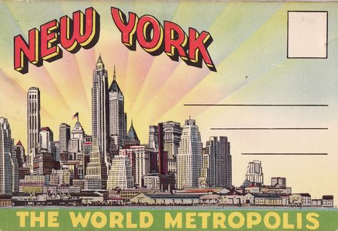 Art Deco NYC postcard City Postcard, New York Graffiti, Postcard Book, How To Make Banners, Travel Postcard, Vintage New York, Nyc Trip, Postcard Design, Ap Art