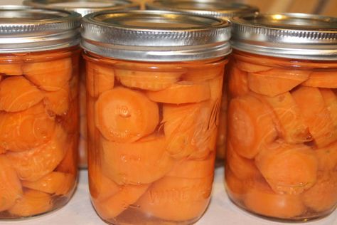 Canning Carrots Recipes, Canning Carrots, Canned Carrots, Candied Carrots, Pressure Canning Recipes, Canning Sweet Potatoes, Sweet Potato Souffle, Canning Fruit, Canning Vegetables