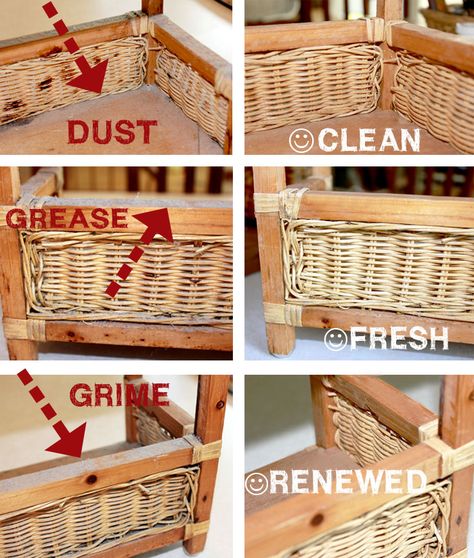 How to clean your wicker baskets. This way works well, but I use murphys oil soap with the water to add moisture into the wicker. It keeps them from drying out and falling apart. Homemade Toilet Cleaner, Clean Baking Pans, Cleaning Painted Walls, Deep Cleaning Tips, Cleaning Dust, Clean Dishwasher, Toilet Cleaning, Simple Life Hacks, Wicker Basket