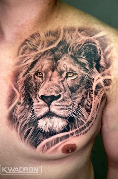 Lion Chest Tattoo Men Design, Lion Chest Tattoo, Tattoo Ideas Males, Persian Tattoo, Animal Sleeve Tattoo, Small Chest Tattoos, Lion Tattoo Sleeves, Mens Lion Tattoo, Realistic Tattoo Sleeve