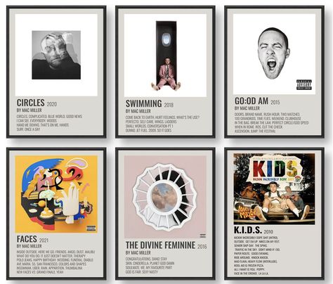 Mac Miller Posters for Wall Art Aesthetic: Set of 6 PCS CD Album High-Res Posters, 8 x 10 inch, Printed on Cardstock which Features a Range of Music Themed Pictures which can be Created A Personalized Stylish Photo Wall. Extensive Application - You decide whether you want to stick Album Posters on the Wall, put them in Wall Collage Picture Frame Mac Miller All Album Covers, Album Cover Wall Decor, Wall Collage Picture Frames, Mac Miller Poster, Mac Miller Albums, Posters Music, Album Posters, Stylish Photo, Music Collage