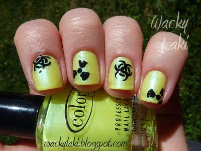 bio-hazard Posh Nails, Neon Nail Art, Nail Blog, Cute Gel Nails, Color Club, Halloween Nail Designs, Cute Nail Designs, Funky Nails, Fancy Nails