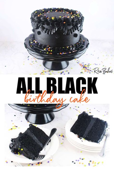 This all-black cake is the Perfect Halloween Birthday Cake. If your birthday falls in October, this delicious black velvet cake with black buttercream (no food coloring) is sure to please. It tastes incredible and is as impressive as any spooky Halloween Cake. Black Halloween Cake, Black Velvet Cake Recipe, Black Velvet Cake, Birthday Cake Black, Halloween Cheesecake, Black Velvet Cakes, Black Buttercream, Halloween Birthday Cake, Birthday Cake Roses