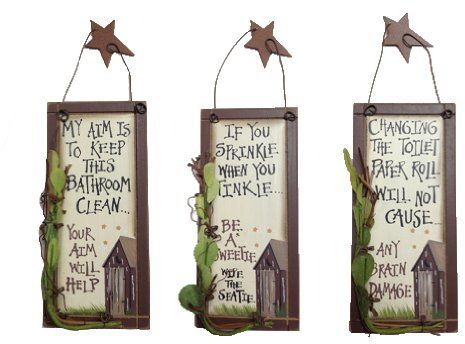 Outhouse Etiquette Bathroom Signs (Set of 3) Outhouse Bathroom Decor, Bathroom Etiquette, Outhouse Bathroom, Bathroom Wood, Novelty Decor, Primitive Bathrooms, Laundry Decor, Funny Bathroom Signs, Rustic Bathrooms