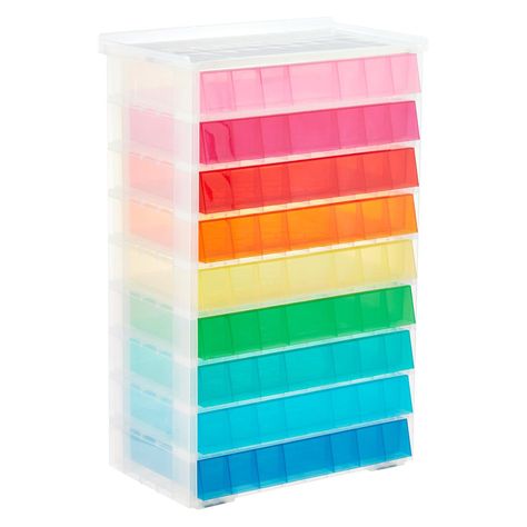 Art Studio Organization wish list: Rainbow 9-Drawer Storage Unit | The Container Store $90 Ikea Trones, Toy Storage Solutions, Drawer Storage Unit, Small Closets, Small Closet Organization, The Home Edit, Toy Storage Boxes, Kid Toy Storage, Plastic Drawers