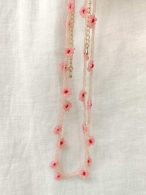 Accesorios Aesthetic, Red Flower Necklace, Daisy Choker, Y2k Necklace, Jewelry Cute, Cotton Pouch, Flower Choker, Layered Necklace Set, Pearls Necklace