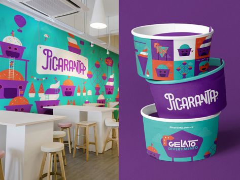 Ice Cream Branding Design Logos, Ice Cream Brand Identity, Ice Cream Logo Branding, Ice Cream Branding Design, Ice Cream Shop Branding, Ice Cream Graphic Design, Ice Cream Logo Design, Shop Branding Design, Ice Cream Packaging Design