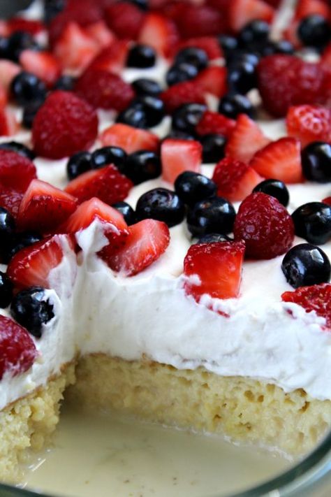 Tres Leches Cake with Berries Recipe For Tres Leches Cake, Berries Cake, Cake With Berries, Favorite Christmas Desserts, Tres Leches Cake Recipe, Best Christmas Desserts, Leches Cake, Berry Cake, Tres Leches Cake