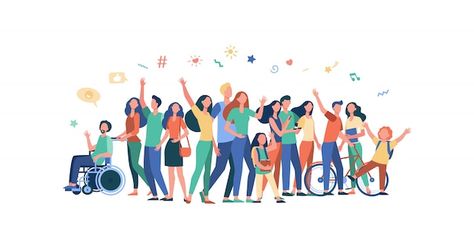 Gente multicultural de pie juntos | Free Vector #Freepik #freevector #personas-diferentes #grupo-social #sociedad-civil #nino-adulto Workplace Illustration, People Avatar, Smiling Person, Soccer Backgrounds, Holi Colors, Wifi Sign, Silhouette People, People Standing Together, Vector People