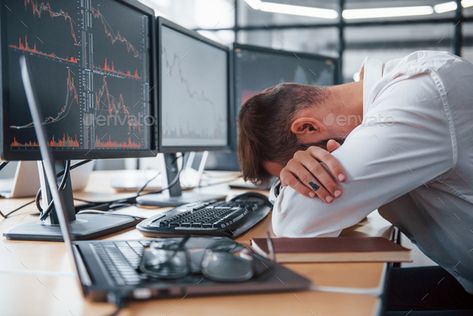 Tired businessman sleeping on the workplace by leaning on the table with multiple screens on it by mstandret. Tired businessman sleeping on the workplace by leaning on the table with multiple screens on it. Stock information on... #Sponsored #workplace, #leaning, #sleeping, #Tired Stock Market Crash, Equity Market, Raging Bull, Bear Market, Crypto Market, Cryptocurrency Trading, Data Analytics, Job Opening, Stock Market